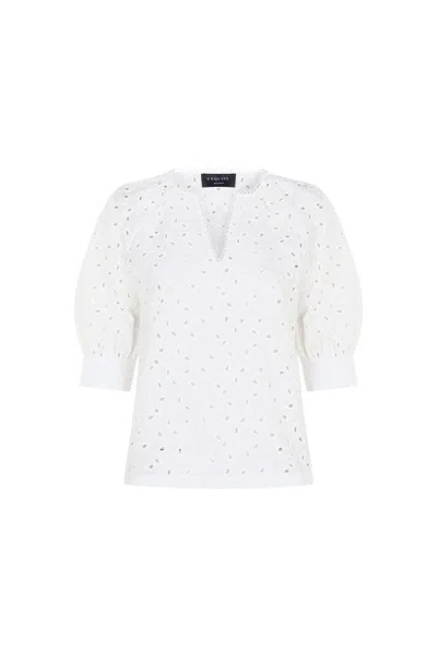 Exquise Women's Neutrals / White Nayali Eyelet Blouse - White