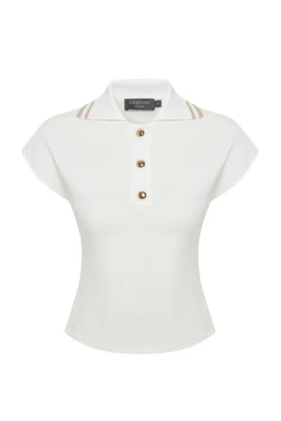 Exquise Juniper Minimalist Crystal Pocket Tee In Neutral