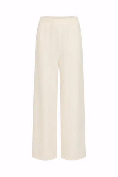 Exquise Women's Neutrals / White Shayna K Pants Wide Leg Knit Trousers - Ecru In Multi