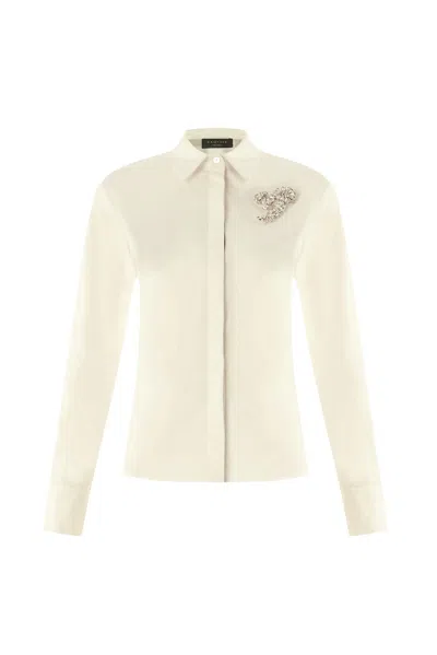 Exquise Women's Neutrals / White Zoya Shirt  Embellished Shirt Collar Shirt - Ecru