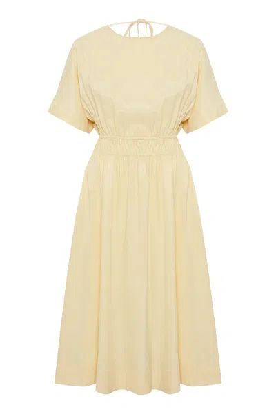Exquise Women's Neutrals / Yellow Juliana Dress Drawstring Waist Lyocell Midi Dress - Yellow