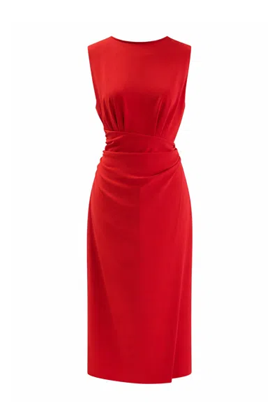 Exquise Women's Noa Draped Midi Dress – Red