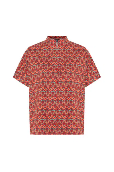 Exquise Women's Orange Belt Sleeve Multicolor Shirt - Multicolor In Red