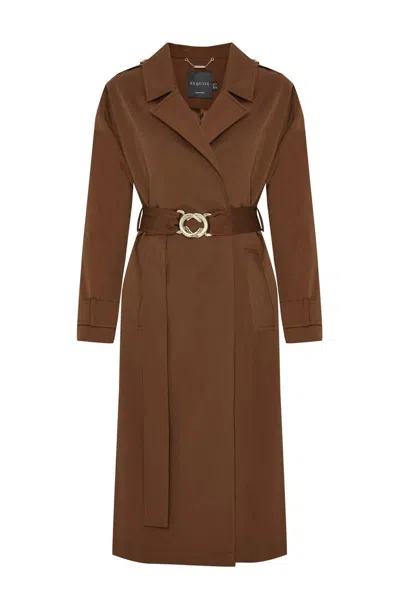 Exquise Women's Orange / Brown Aisha Belted Trenchcoat – Camel
