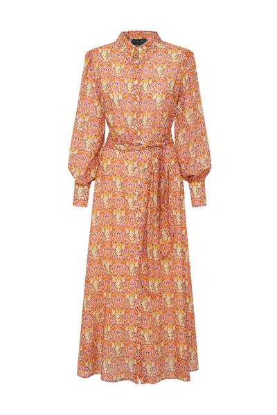 Exquise Women's Orange Shirt Collar Midi Allison Dress - Multi Color