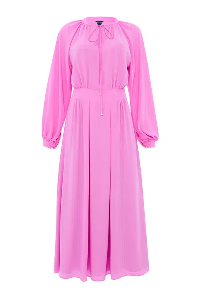 Exquise Women's Pink Regular Long Sleeve Chiffon Dress - Lilac