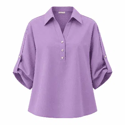 Exquise Women's Purple Kaylin Shoulder Epaulette Cotton Shirt- Lilac In Animal Print