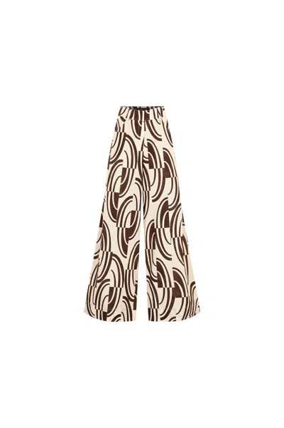 Exquise Women's Regular Abstract Print Cotton Wide-leg Pants - Brown In Neutral