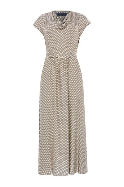 Exquise Women's Regular Cowl Neck Dress - Multi Color In Brown