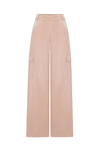 Exquise Women's Regular Fit High Waist Cargo Trousers - Pink In Neutral