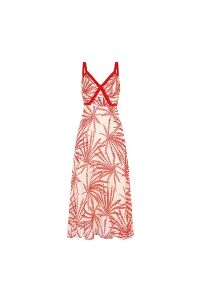 Exquise Women's Regular Fit Strappy Midi Dress - Red