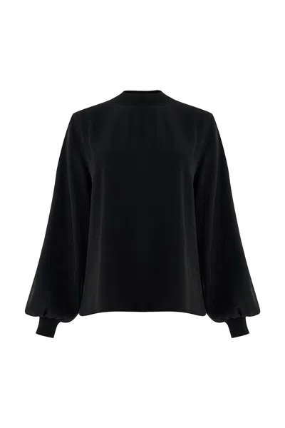 Exquise Women's Regular High Neck Blouse - Black