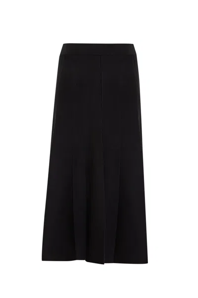 Exquise Women's Regular High Waist Knit Midi Skirt - Black In Blue