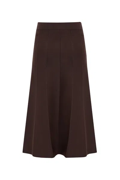 Exquise Women's Regular High Waist Knit Midi Skirt - Brown