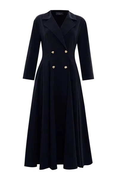 Exquise Women's Regular Jacket Collar Pocketed Estelle Dress - Black