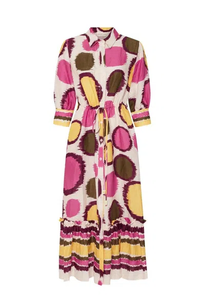 Exquise Women's Regular Linen Shirt Dress - Multi Color