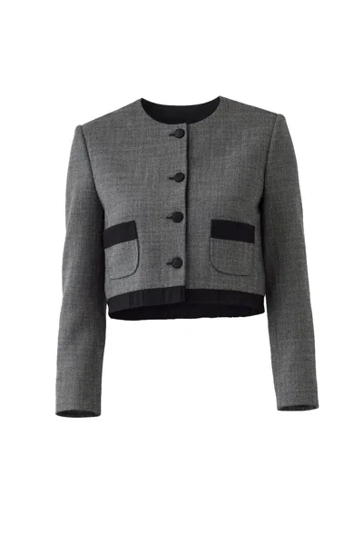 Exquise Women's Regular Pocketed Cropped Amias Jacket - Grey In Gray