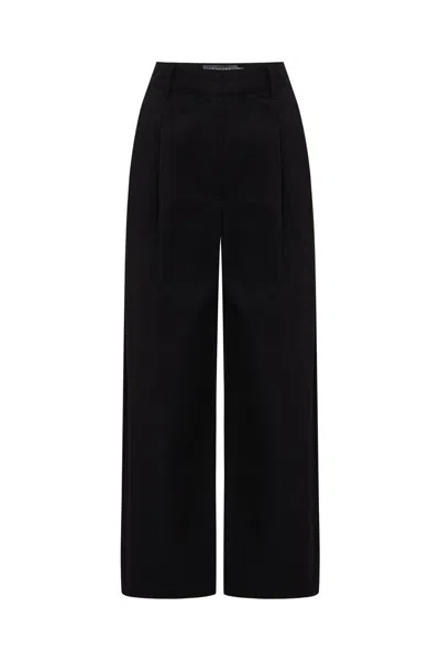 Exquise Women's Regular Polished Flowing Trousers - Black