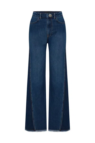 Exquise Women's Regular Raw Hem Wide-leg Denim Lola D. Pants - Blue