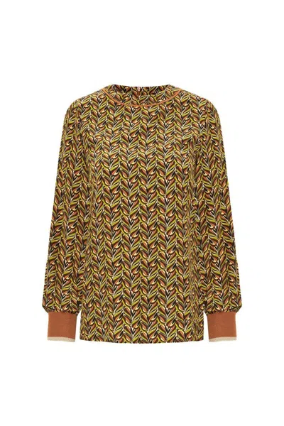 Exquise Women's Regular Round Neck Patterned Blouse - Multi Color