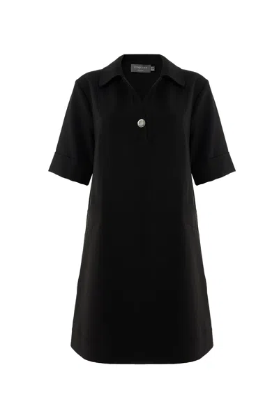 Exquise Women's Regular Short Sleeve Shirt Dress - Black