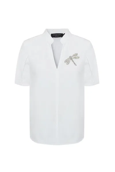 Exquise Women's Regular Short Sleeved Blouse - White