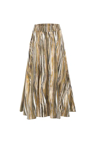 Exquise Women's Regular Striped Pocketed Sloan Skirt - Multi Color