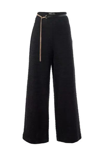 Exquise Women's Regular Textured Zip-waist Pocketed Yamileth Pants - Black
