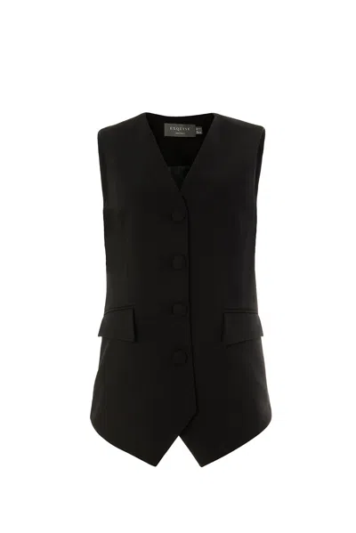 Exquise Women's Regular V-neck Celia Vest - Black
