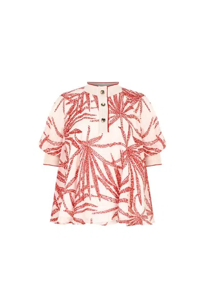 Exquise Women's Relaxed Fit Button Detail Blouse - Red