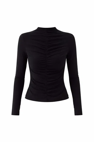 Exquise Women's Ruched Front Tulle Aglaia Blouse – Black