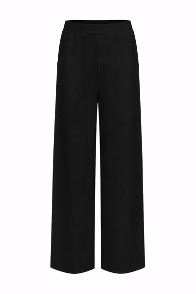 Exquise Women's Shayna K Pants  Wide Leg Knit Trousers - Black