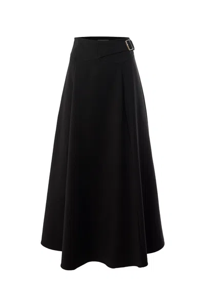 Exquise Women's Sol Flared Midi Sol Skirt – Black