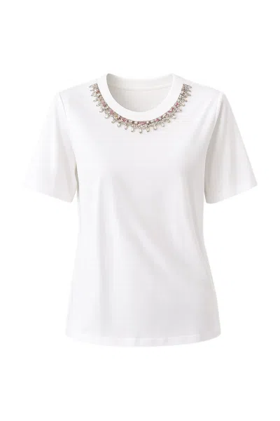 Exquise Women's Sunny Embellished T-shirt - White