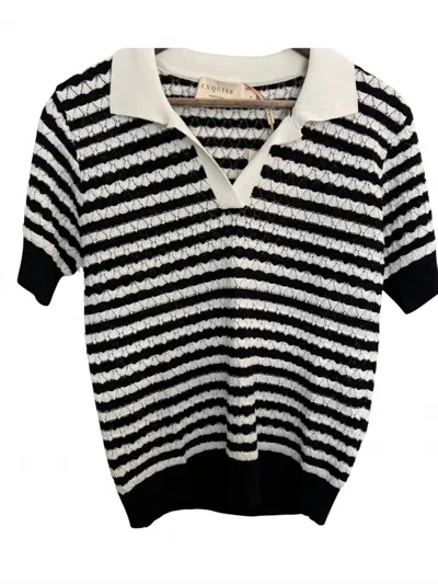 Exquise Women's Virginia Top In Navy/white In Black