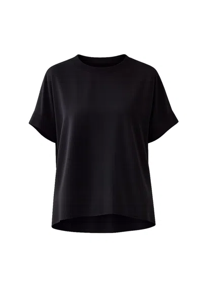 Exquise Women's Wide Satin Front & Knit Back Alberic Blouse – Black