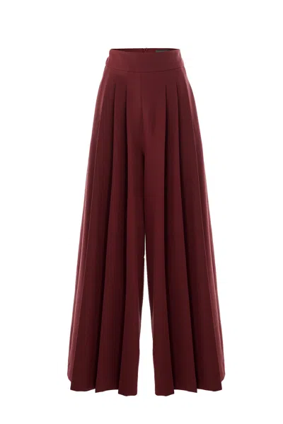 Exquise Women's Wide-leg Back-pocketed Pants - Red In Burgundy