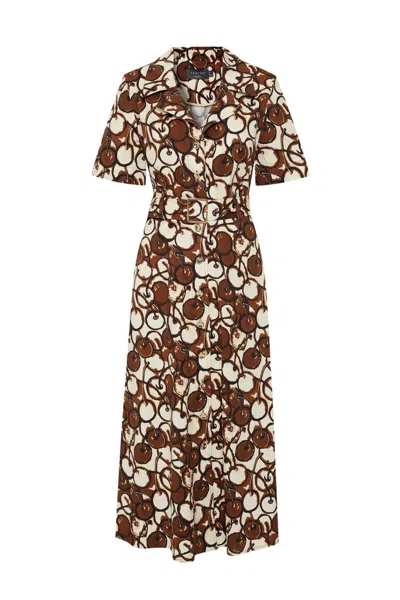 Exquise Women's Zuri Aqua Breeze Ruffle Dress - Multi Color In Brown