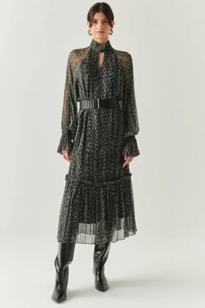 Exquise Zora Chiffon Midi Dress In Black