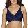 Exquisite Form Women's Fully Lace Wireless Back & Posture Support Bra With Front Closure-5100565 In Blue