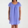 Exquisite Form Womens V Neck Short Sleeve Average Figure Nightgown In Blue