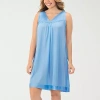 Exquisite Form Womens V Neck Sleeveless Average Figure Nightgown In Blue