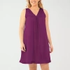 Exquisite Form Womens V Neck Sleeveless Average Figure Nightgown In Purple