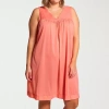 Exquisite Form Womens V Neck Sleeveless Plus Nightgown In Orange