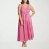 Exquisite Form Womens V Neck Sleeveless Plus Nightgown In Pink