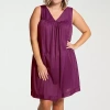 Exquisite Form Womens V Neck Sleeveless Plus Nightgown In Purple