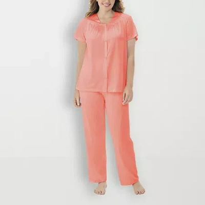 Exquisite Form Womens V-neck Short Sleeve 2-pc. Pajama Set In Orange