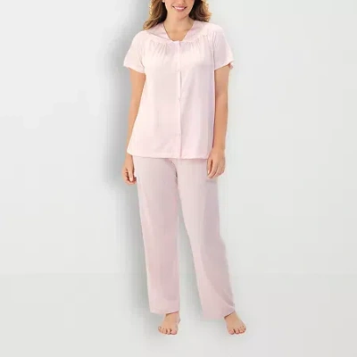 Exquisite Form Womens V-neck Short Sleeve 2-pc. Pajama Set In Pink
