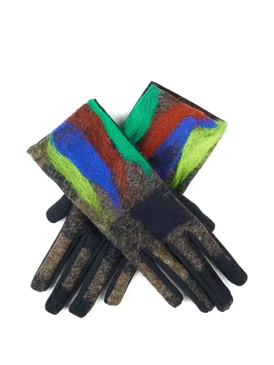 Exquisite J Abstract-print Gloves In Black