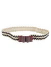 Exquisite J Striped Raffia Belt In Beige